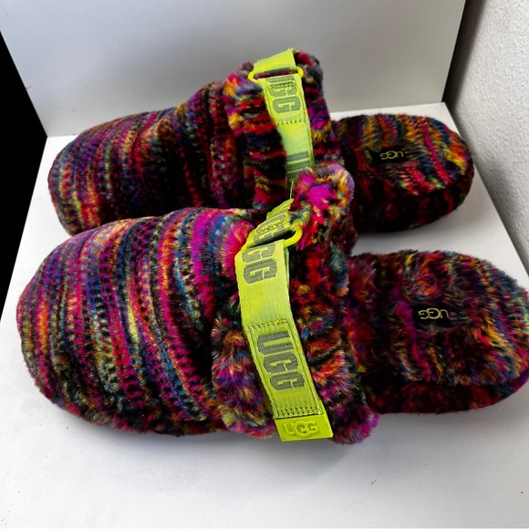 UGG Men’s Fluff It Pixelate Faux Fur Slides Slippers size 13 - Picture 1 of 10